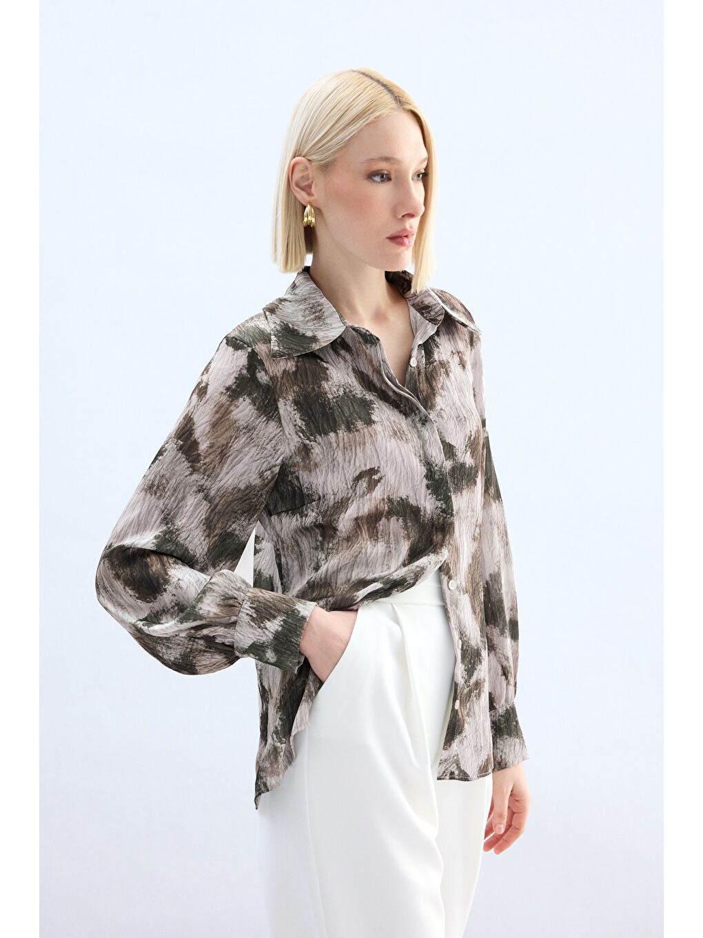 Kahverengi Desenli Gömlek - Kahve-1