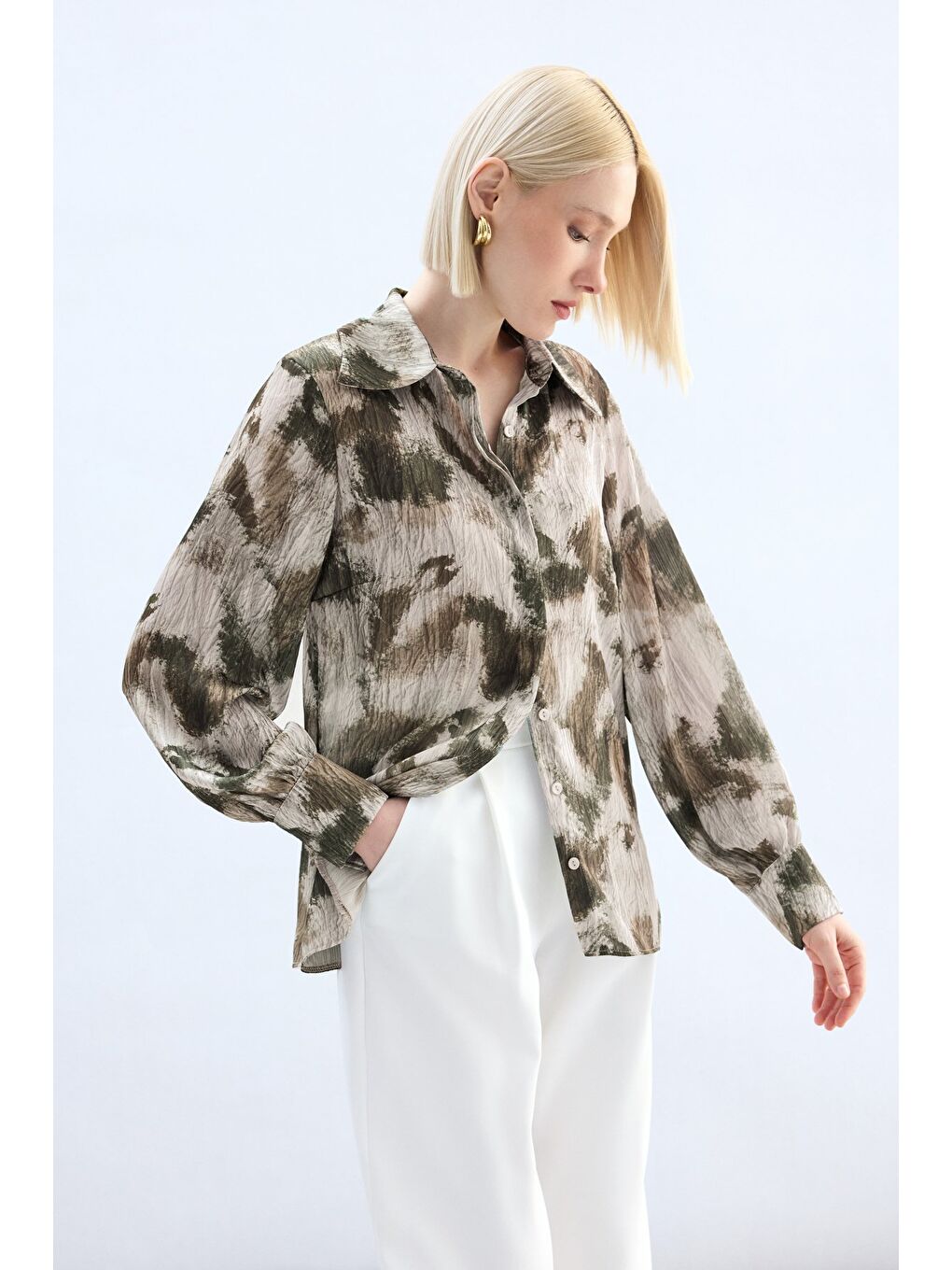 Kahverengi Desenli Gömlek - Kahve-2