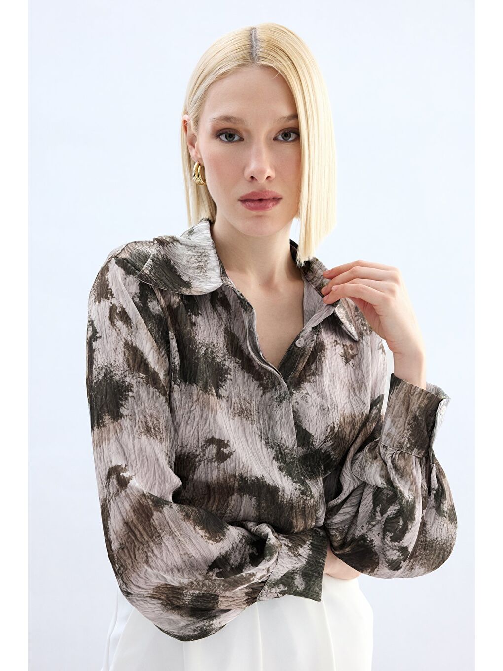 Kahverengi Desenli Gömlek - Kahve-5