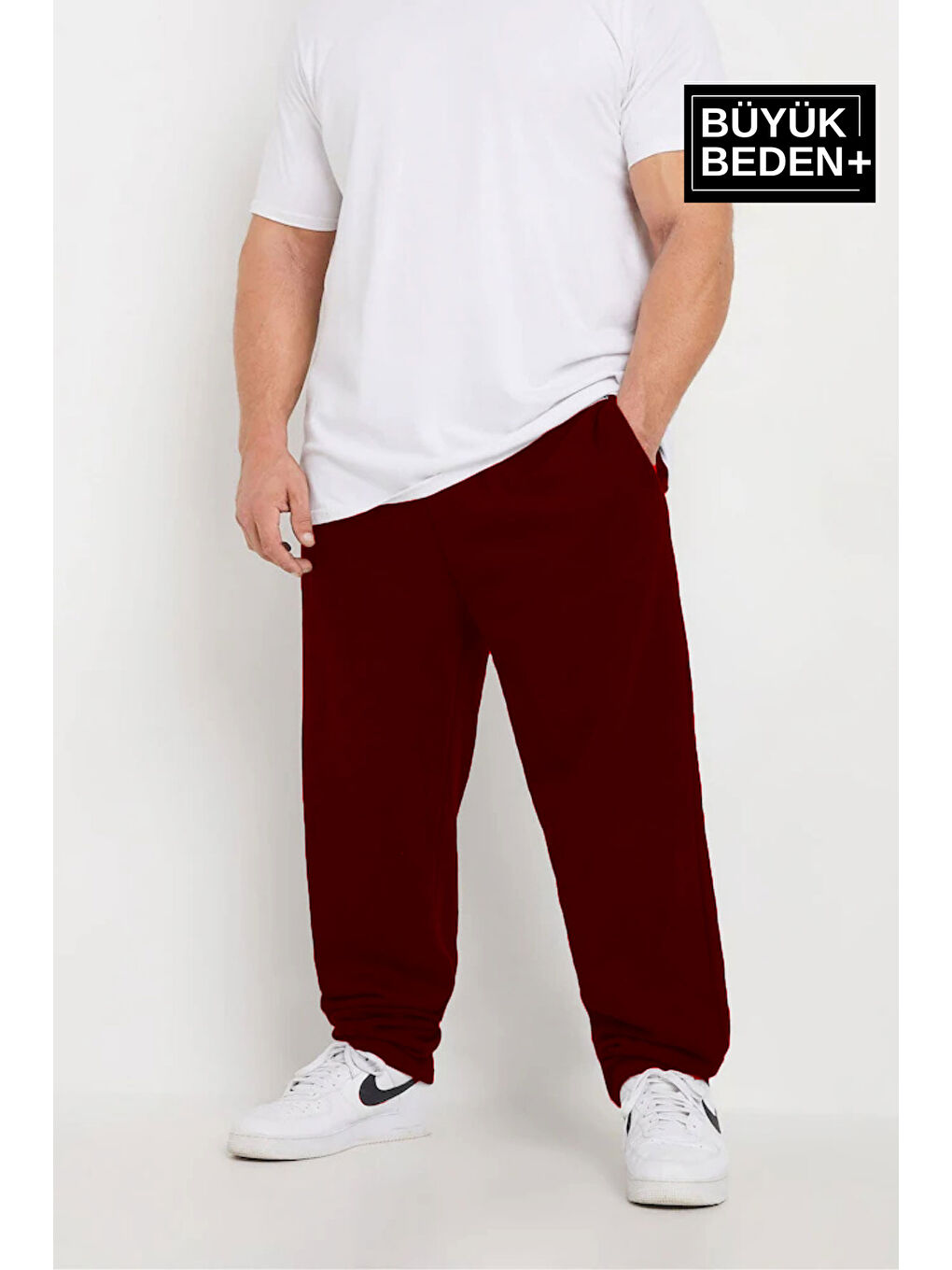 Bordo Büyük Beden İnce Erkek Eşofman Altı SPR25BEA52