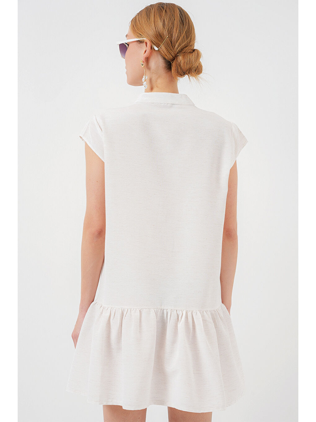 2425 Mini Elbise - Ekru-3