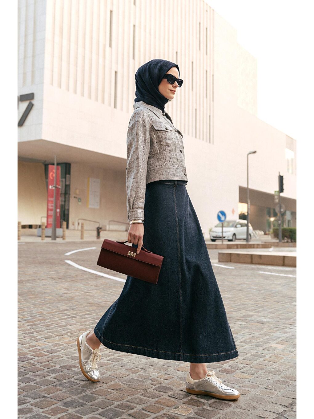 Çapraz Denim Etek 25Yd9126 Koyu Lacivert