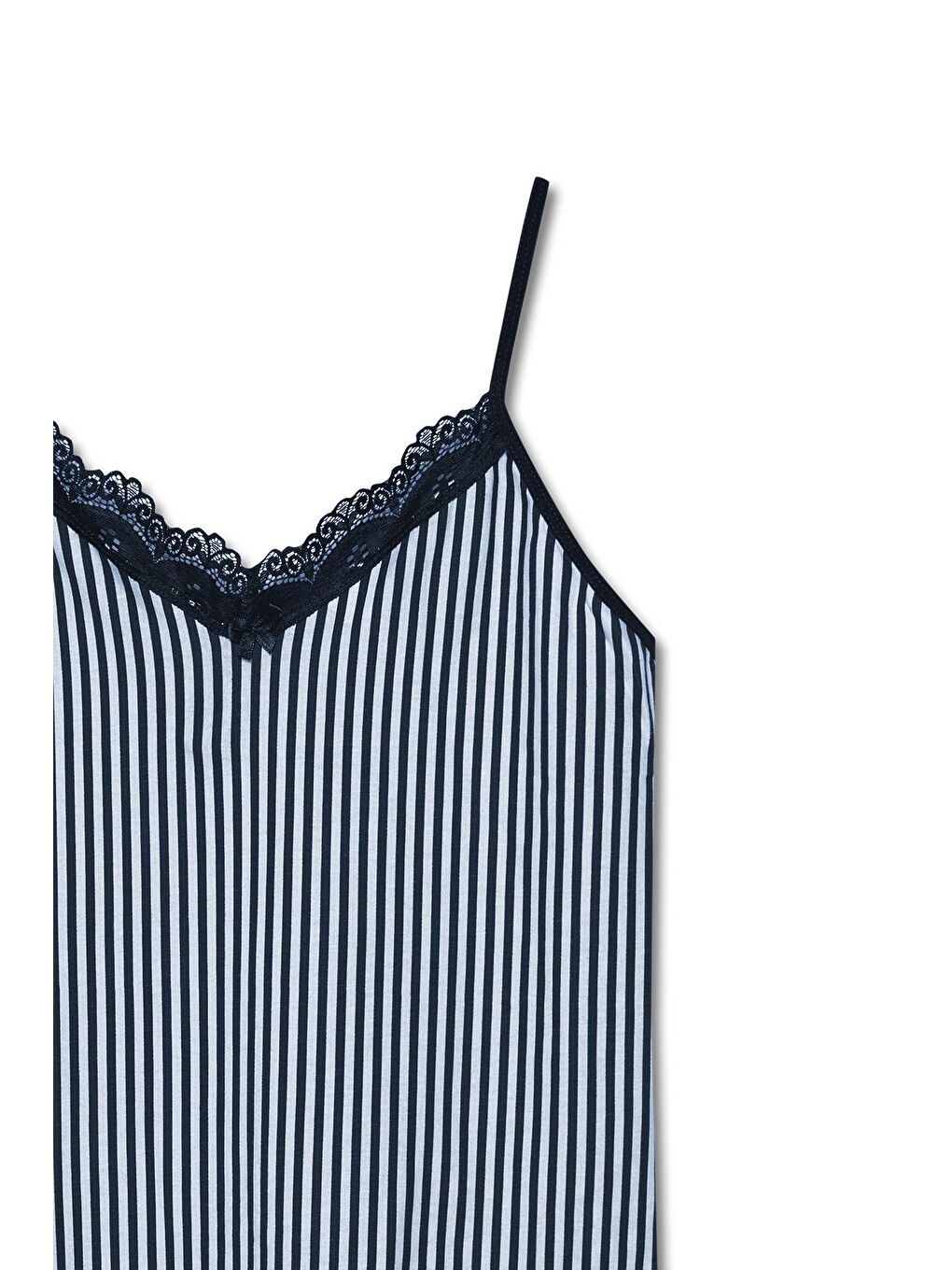 Lacivert Pamuklu Desenli İnce Askılı V Yaka Atlet ve Şort Kadın Pijama Takım-3