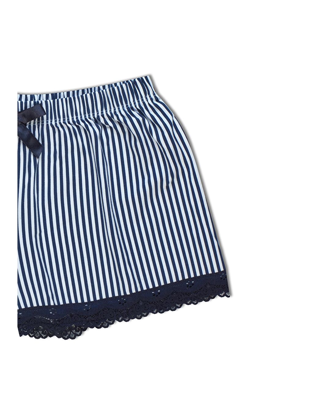 Lacivert Pamuklu Desenli İnce Askılı V Yaka Atlet ve Şort Kadın Pijama Takım-4