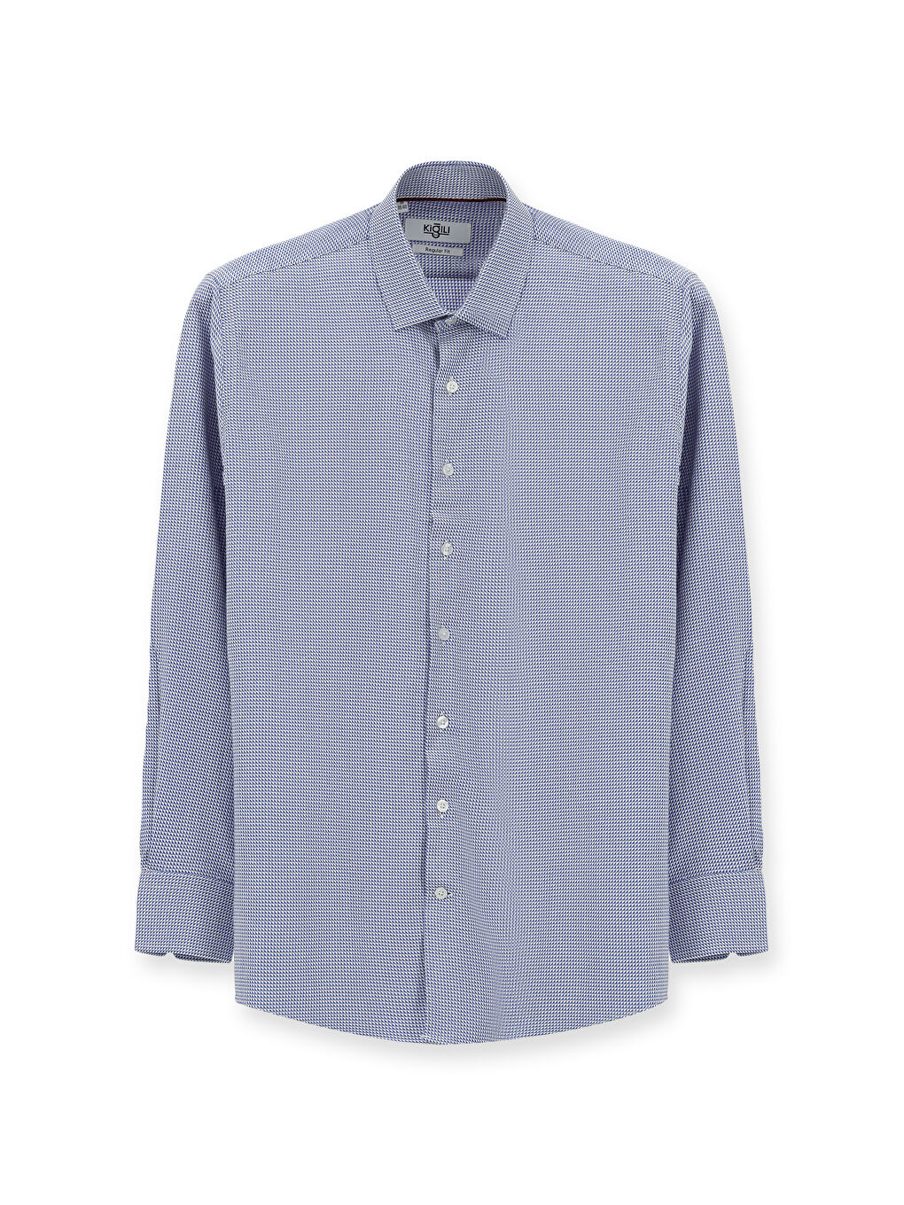 Mavi Uzun Kol Regular Fit Desenli Pamuk Gömlek-6