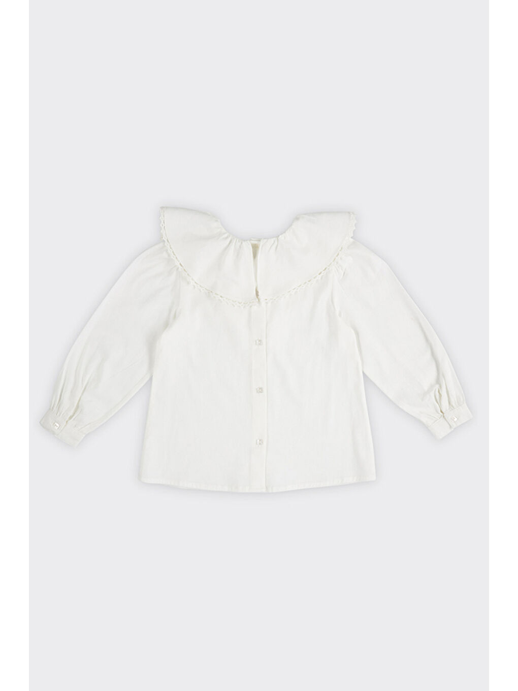Kız Çocuk Geniş Yakalı Ekru Gömlek-4