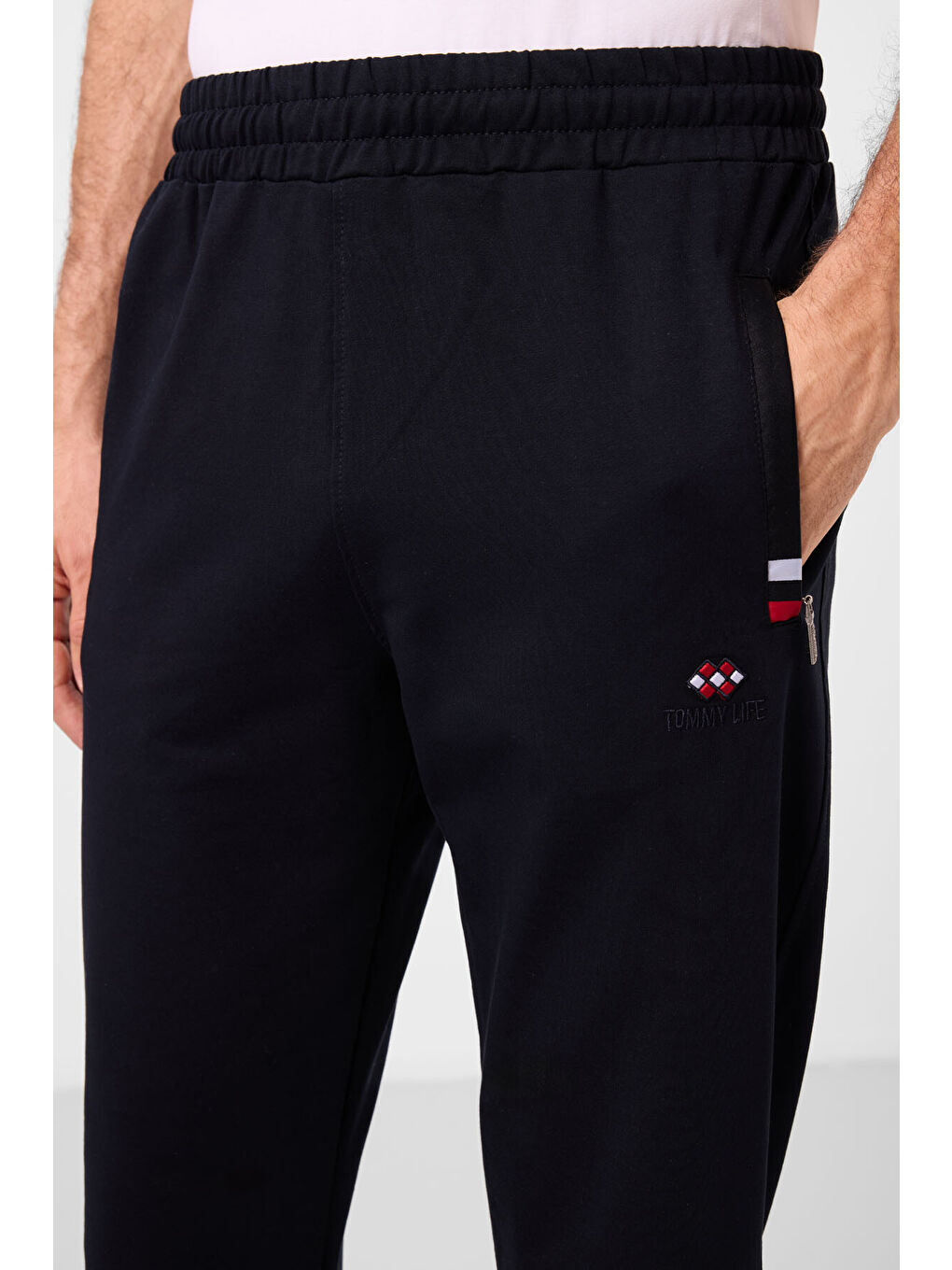 Lacivert Fermuar Cepli Dar Kalıp Klasik Paça Erkek Eşofman Alt - 84649-6