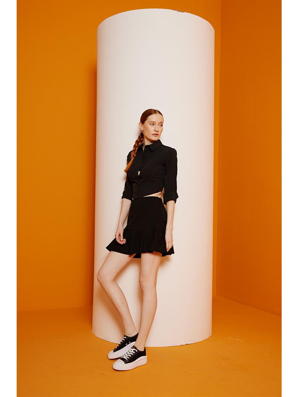 Kadin Siyah Kanvas Ayakkabı-1