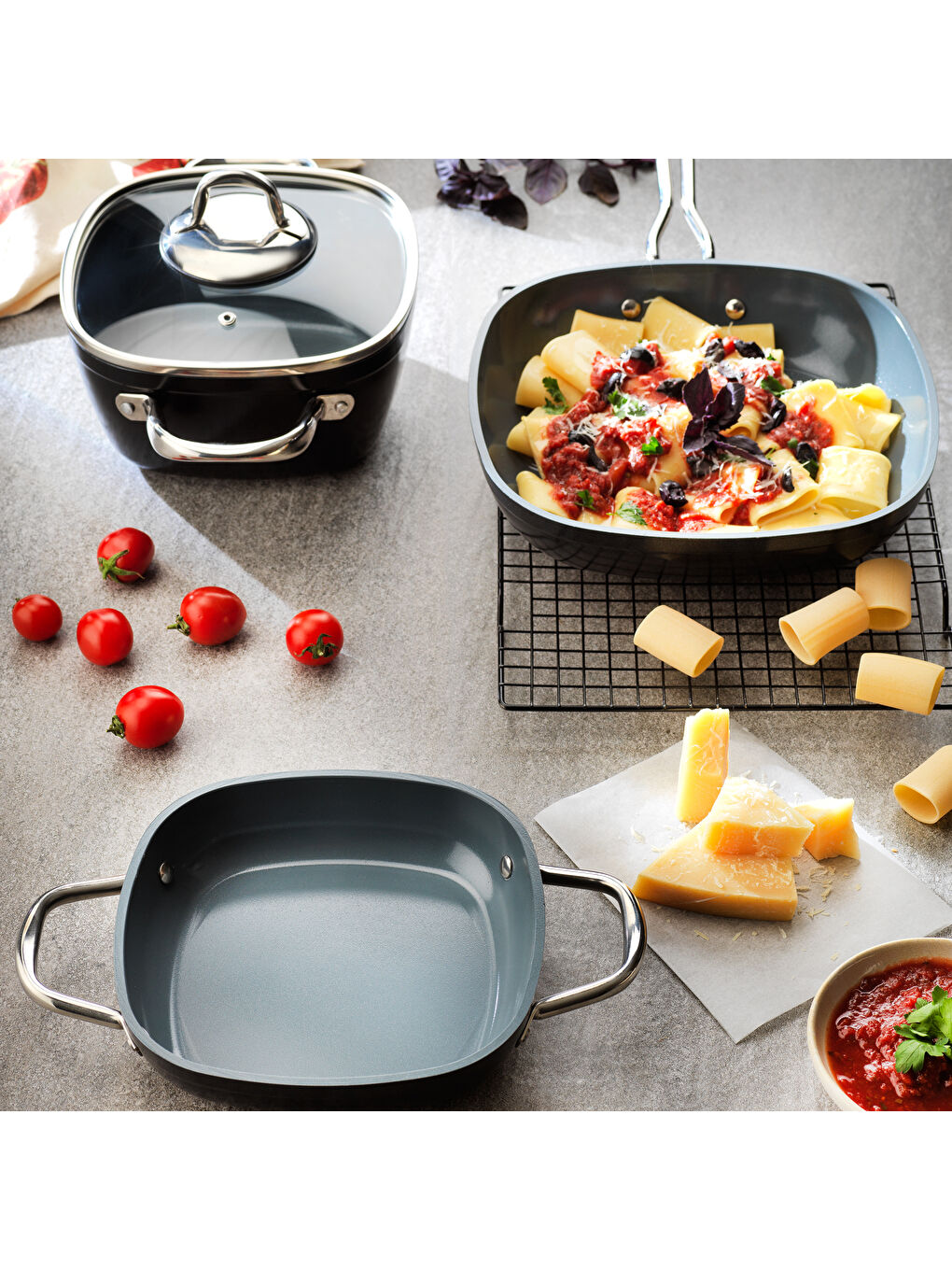 Gastronomie Master Seramik Derin Tencere 20Cm-Siyah/Gri-2