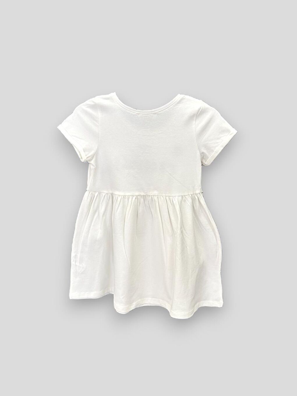 Ekru Kız Çocuk Vibes Only Ayıcıklı Elbise-1