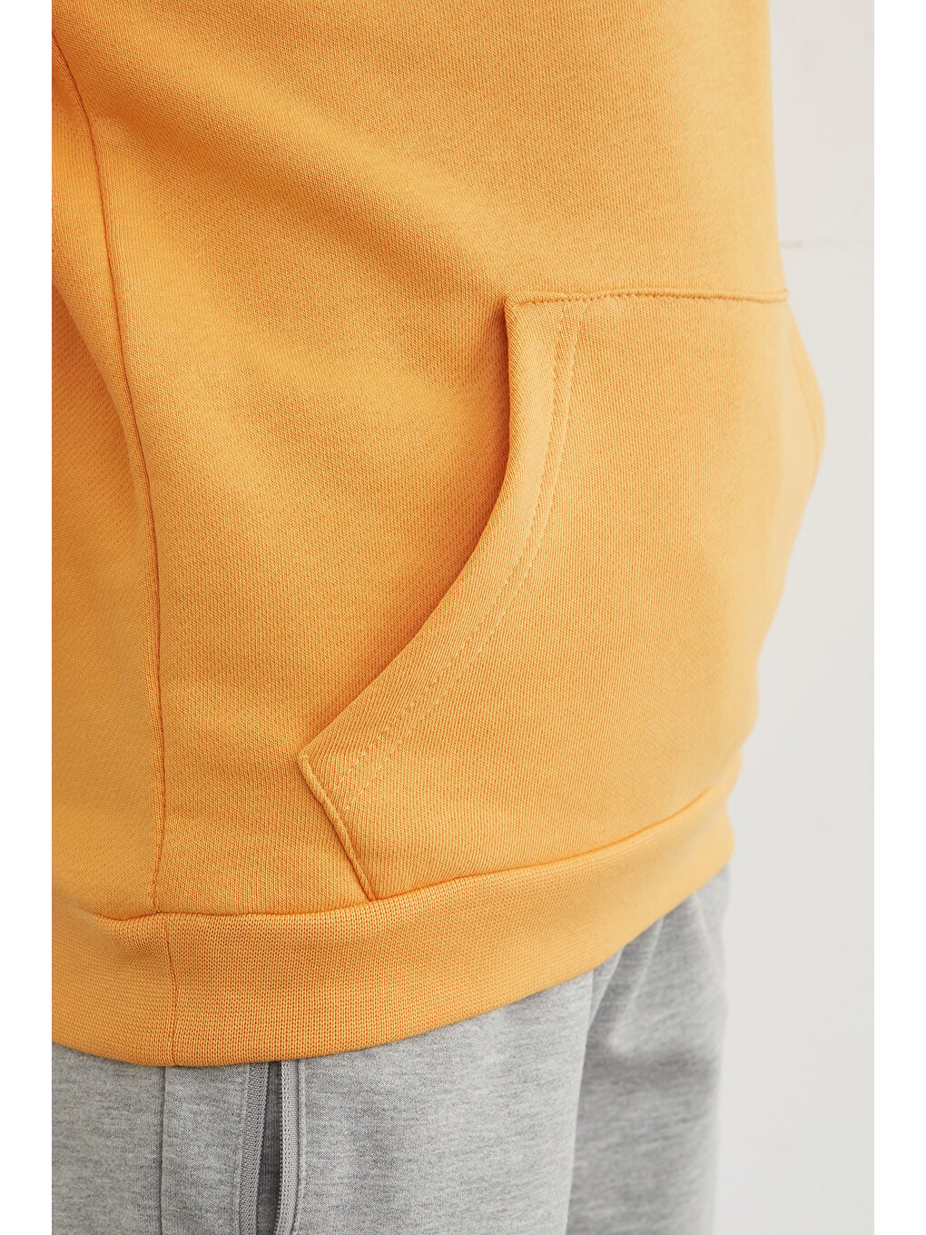 Sarı 3 İplik Kanguru Cepli Kapüşonlu Erkek Çocuk Sweatshirt-4