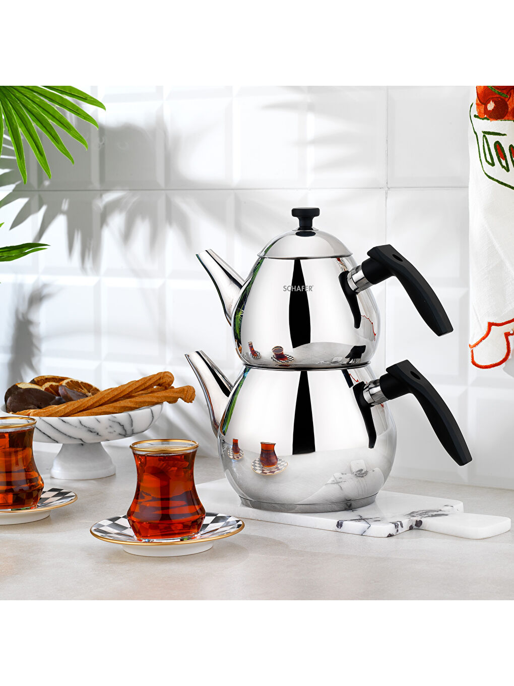 Tea Chef Orta Boy Çaydanlık Takımı 4 Parça-Siyah
