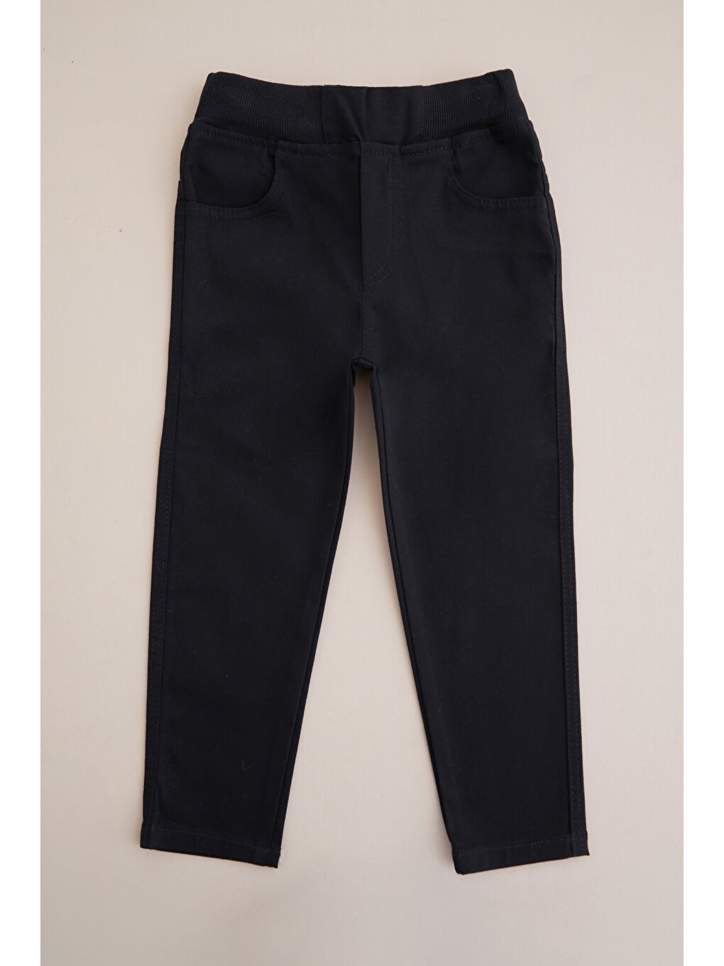Siyah Beli Bağcıklı Gabardin Kumaş Unisex Çocuk Pantolon