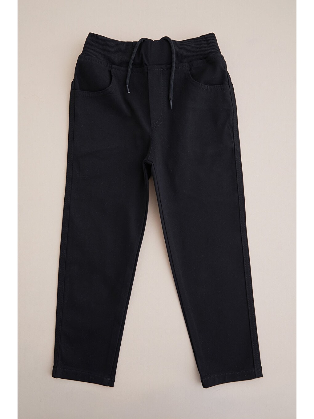 Siyah Beli Bağcıklı Gabardin Kumaş Unisex Çocuk Pantolon-2