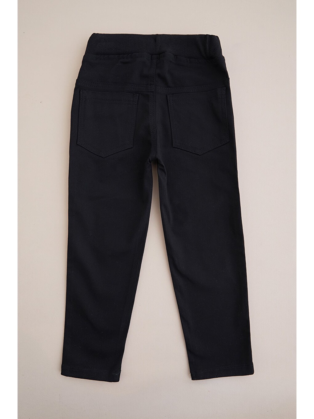 Siyah Beli Bağcıklı Gabardin Kumaş Unisex Çocuk Pantolon-3