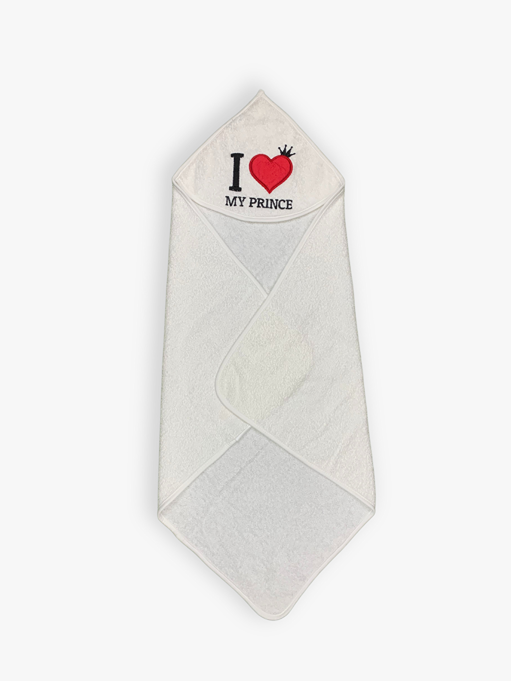 Ekru Nakış Detaylı Pamuklu Erkek Bebek Kundak Havlu-1