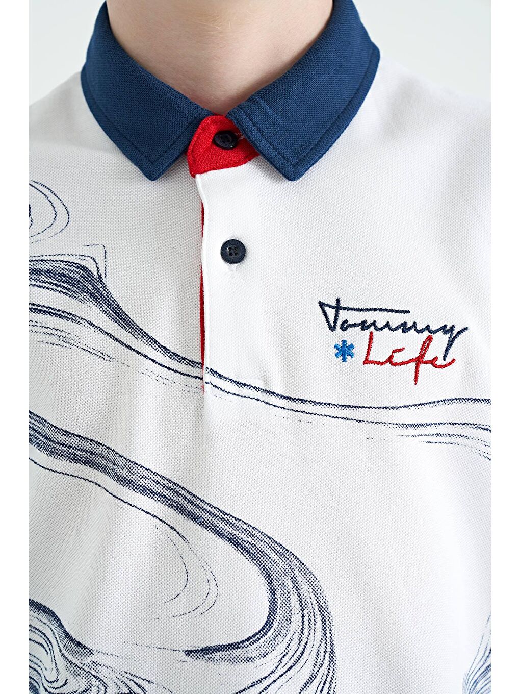 TOMMYLIFE Beyaz Baskı Detaylı Standart Kalıp Polo Yaka Erkek Çocuk T-Shirt - 11165 - 1