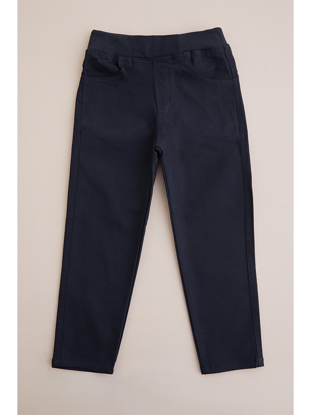 Lacivert Beli Bağcıklı Gabardin Kumaş Unisex Çocuk Pantolon