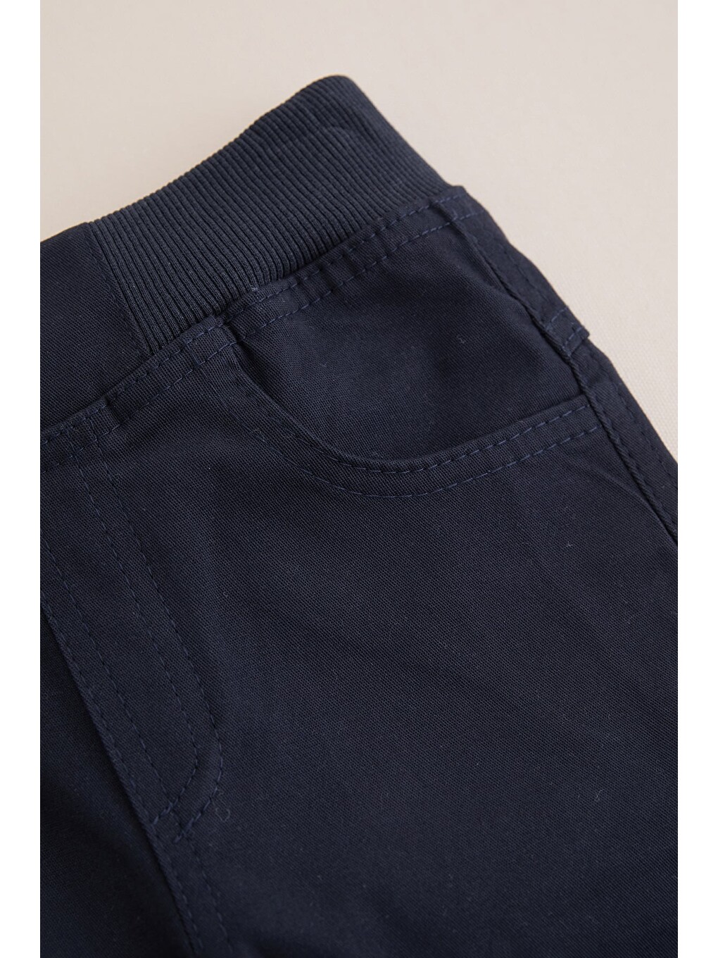 Lacivert Beli Bağcıklı Gabardin Kumaş Unisex Çocuk Pantolon-1