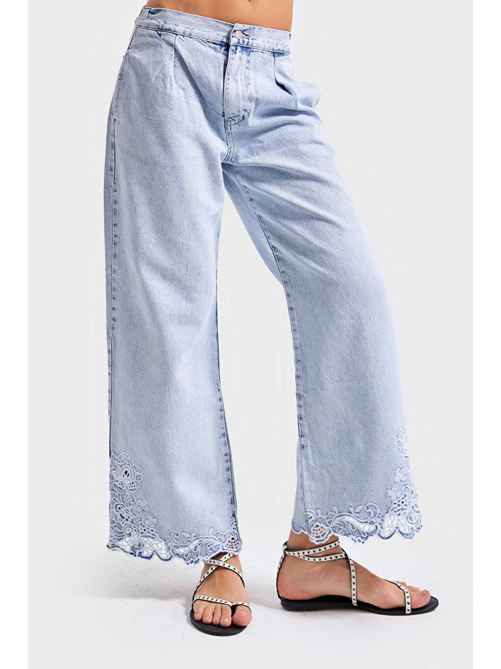 Mavi Kadın Snow Jean Rengi 3s5-3 Crop Flare Fit Paça Dantelli %100 Pamuk Tsarım Denim Jean