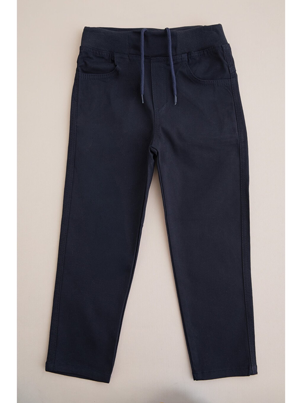 Lacivert Beli Bağcıklı Gabardin Kumaş Unisex Çocuk Pantolon-2