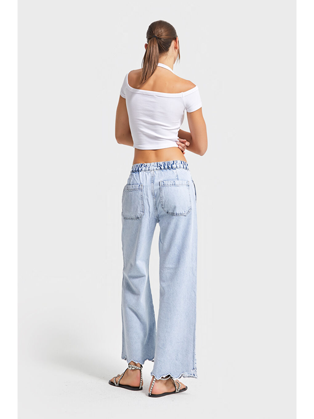 Mavi Kadın Snow Jean Rengi 3s5-3 Crop Flare Fit Paça Dantelli %100 Pamuk Tsarım Denim Jean-4