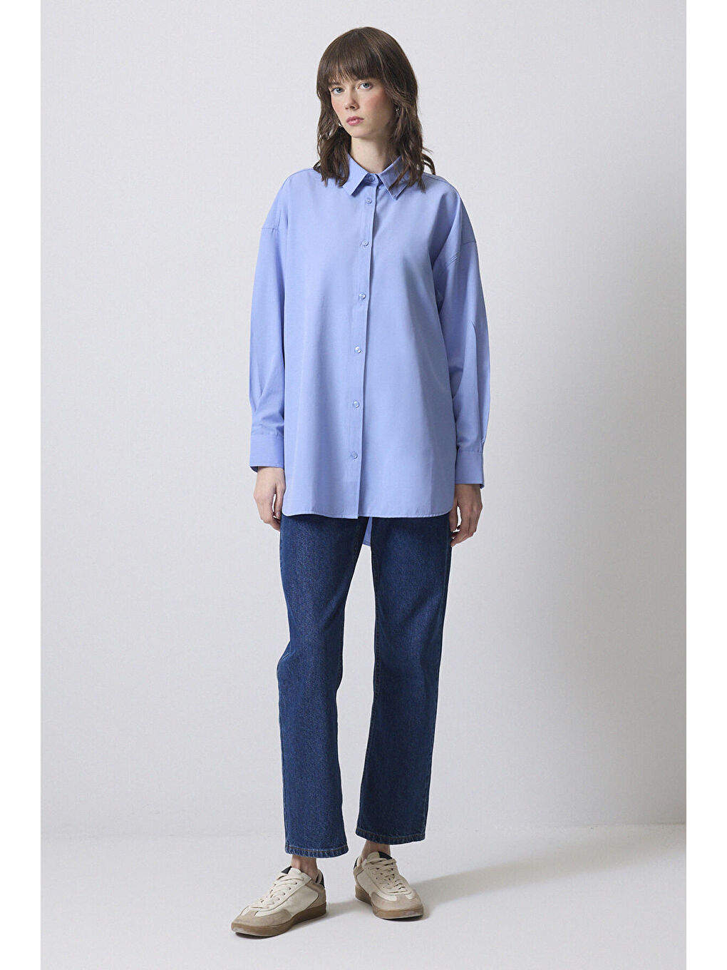 Mavi Relax Fit Poplin Gömlek