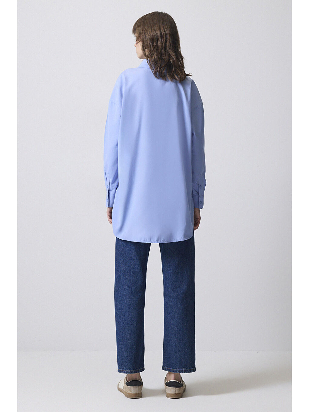 Mavi Relax Fit Poplin Gömlek-3