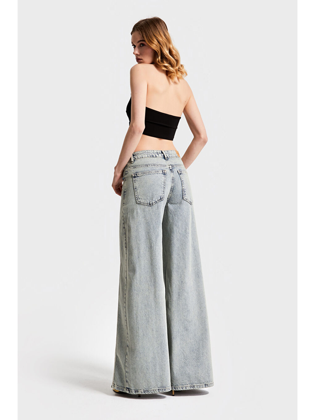 Mavi Kadın Jean Rengi 3S565 Şerit Detaylı Yırtmaçlı Palazzo Fit %100 Pamuk Denim-3