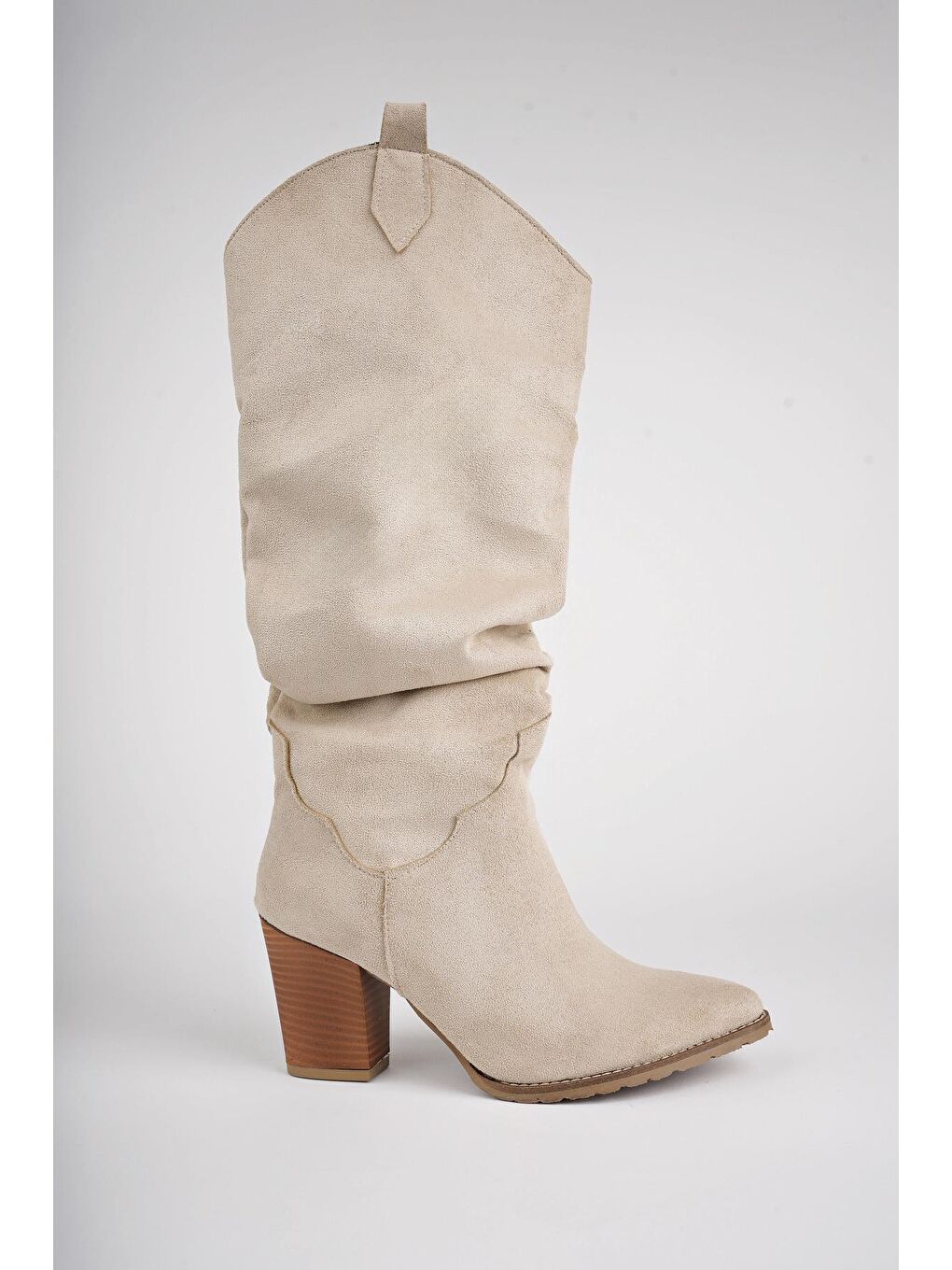 Ekru ILKN05 Kovboy Kadın Çizme-1