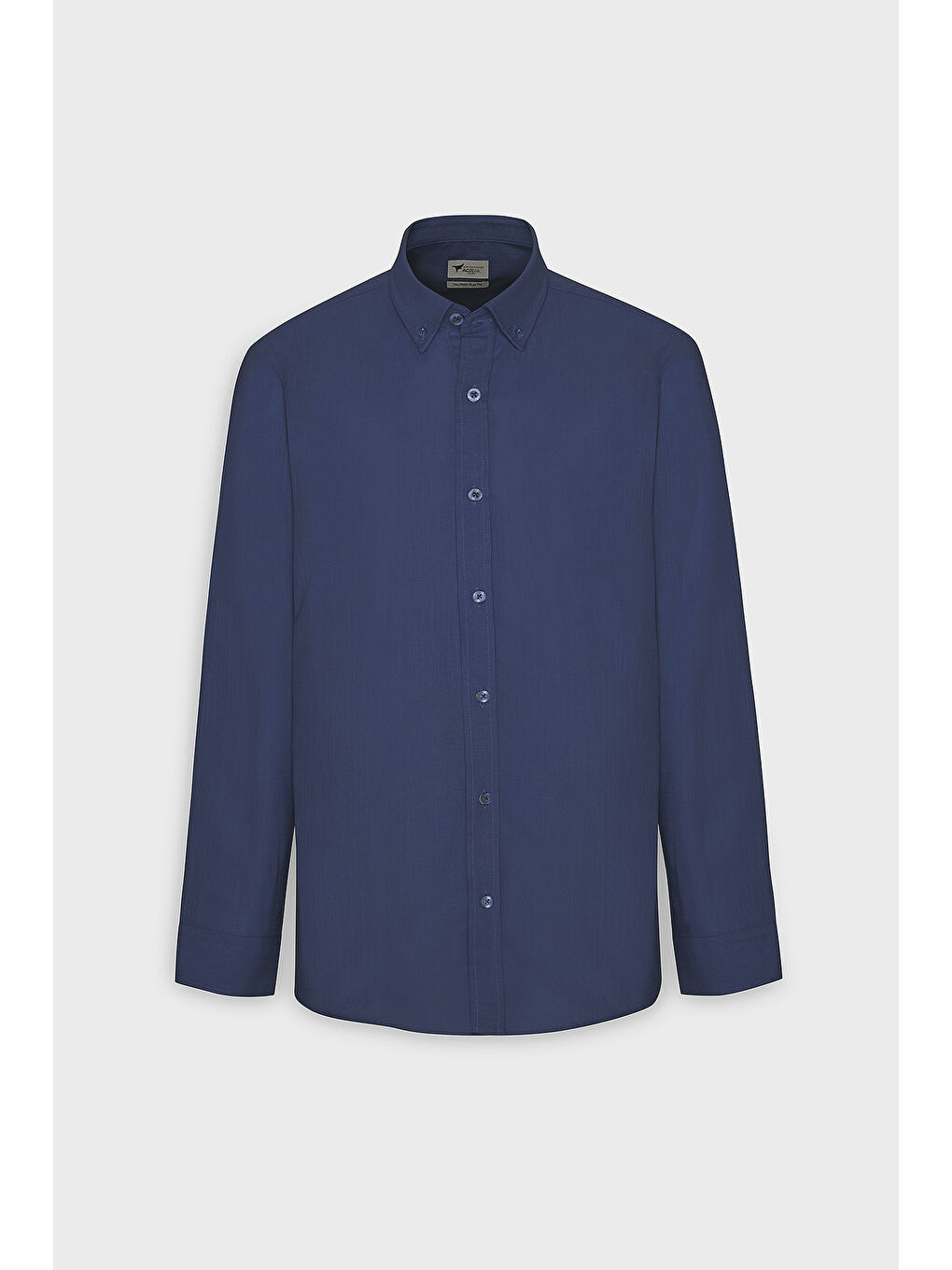 Erkek Lacivert %100 Pamuk Oxford Slim Fit Dar Kesim Düğmeli Yaka Flamlı Gömlek-5