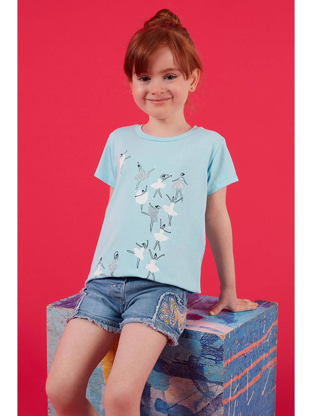 Mavi Baskılı Bisiklet Yaka Pamuklu T Shirt 6211026