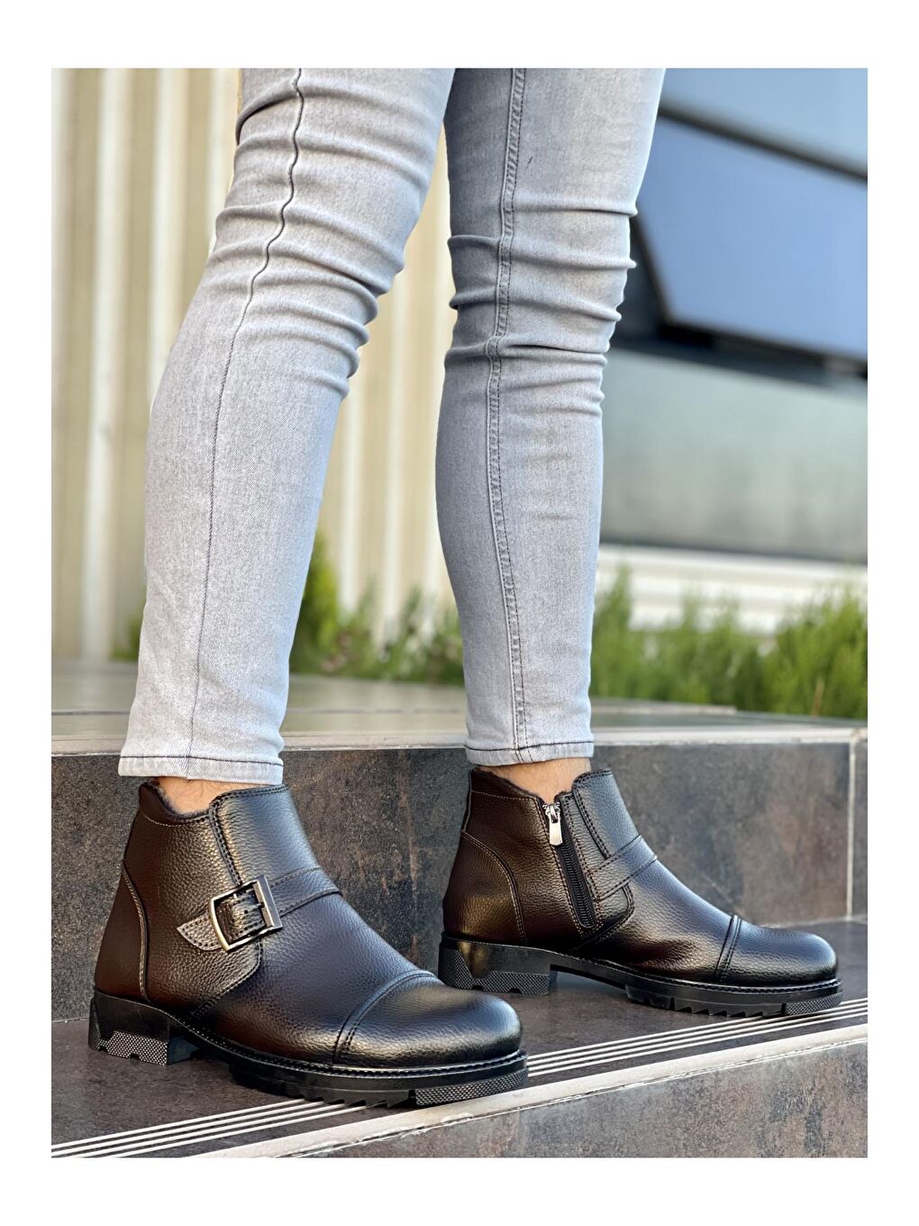 Kahverengi M1001 Su&soğuk Geçirmez Kürklü Unisex Kışlık Fermuarlı Bot Kauçuk Taban Sağlam-1