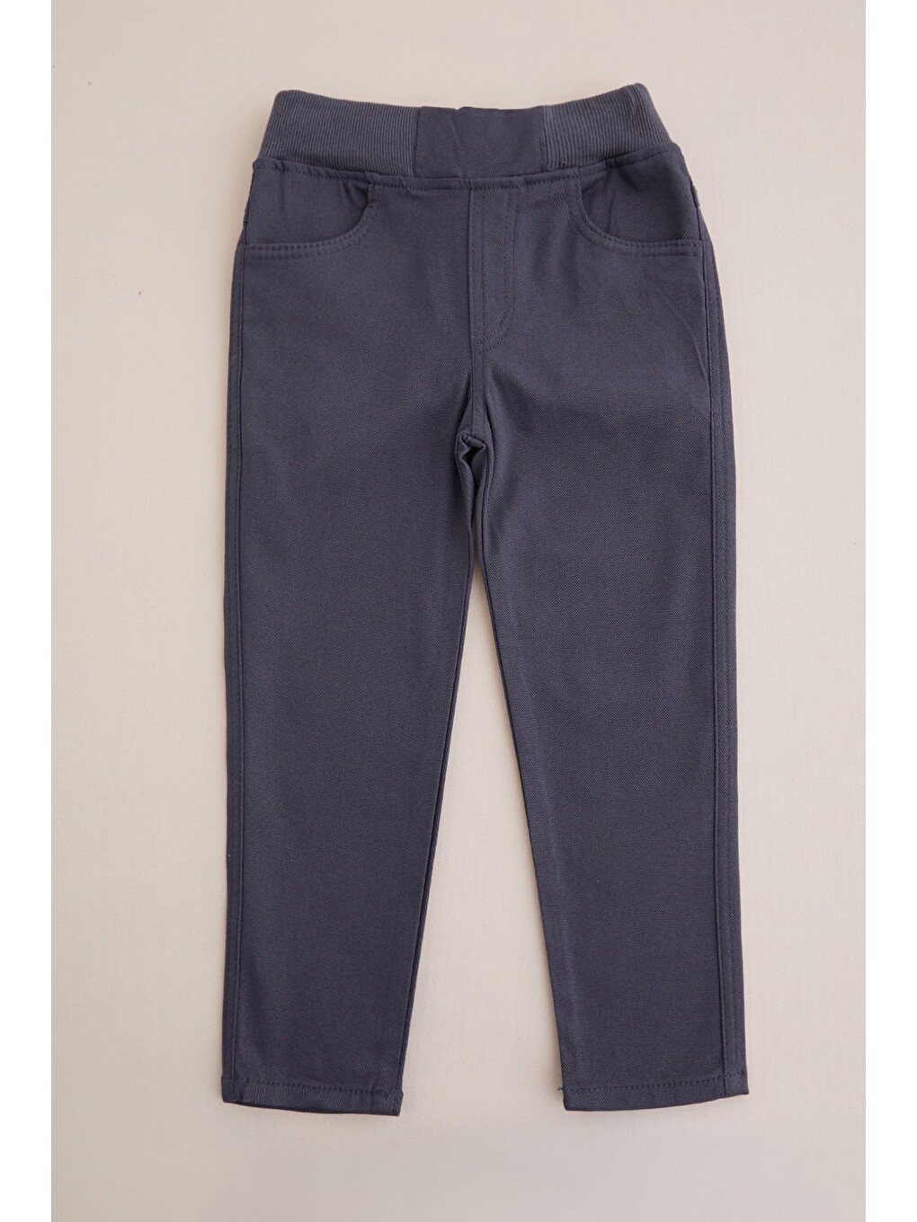 Gri Beli Bağcıklı Gabardin Kumaş Unisex Çocuk Pantolon
