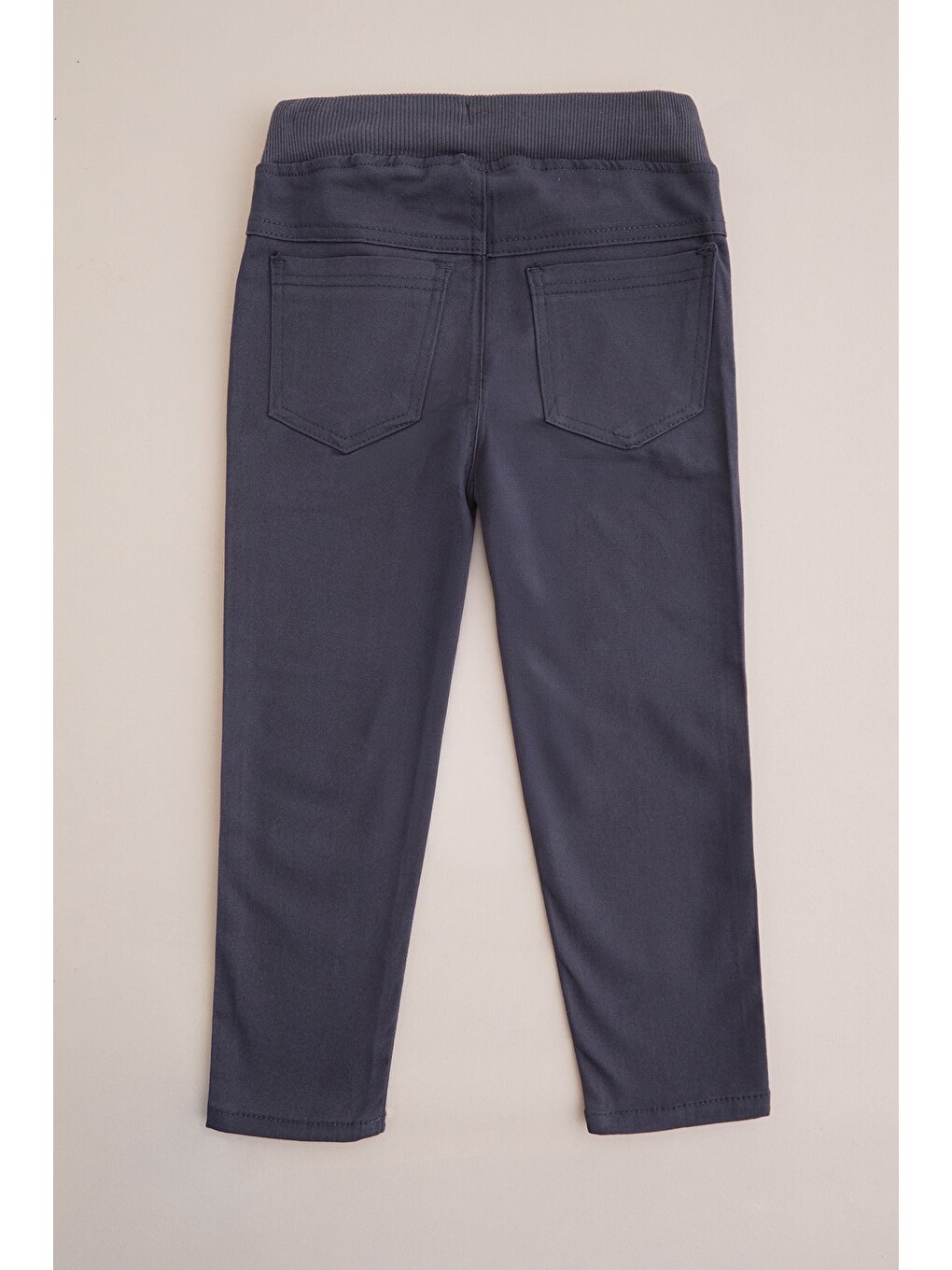 Gri Beli Bağcıklı Gabardin Kumaş Unisex Çocuk Pantolon-2