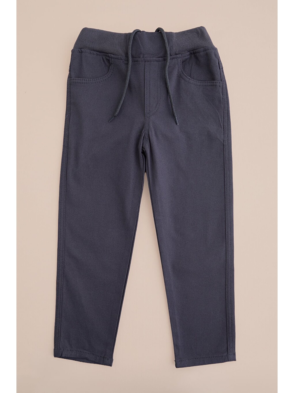 Gri Beli Bağcıklı Gabardin Kumaş Unisex Çocuk Pantolon-3
