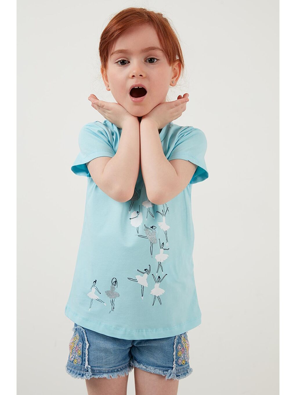 Mavi Baskılı Bisiklet Yaka Pamuklu T Shirt 6211026-2