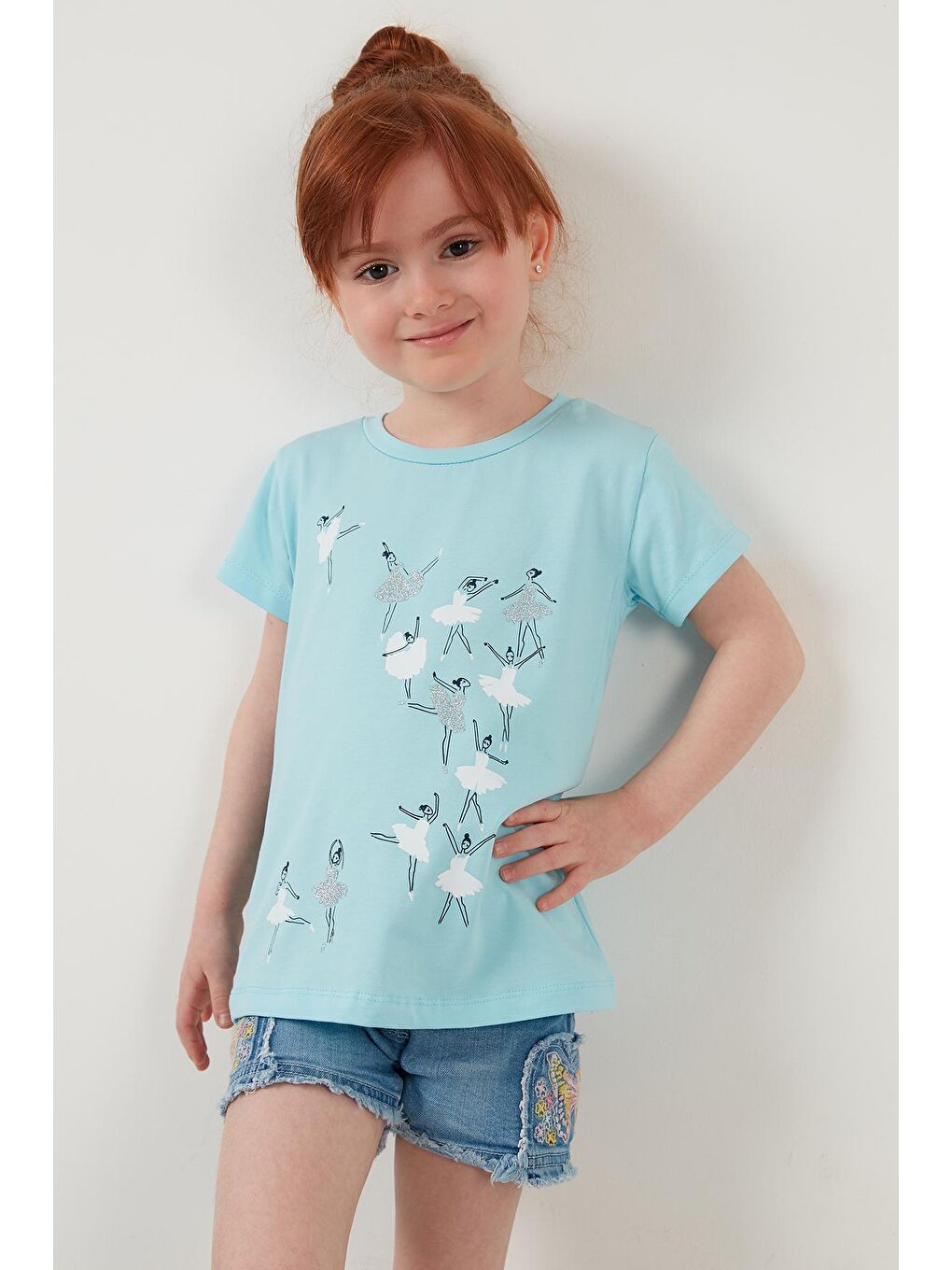 Mavi Baskılı Bisiklet Yaka Pamuklu T Shirt 6211026-3