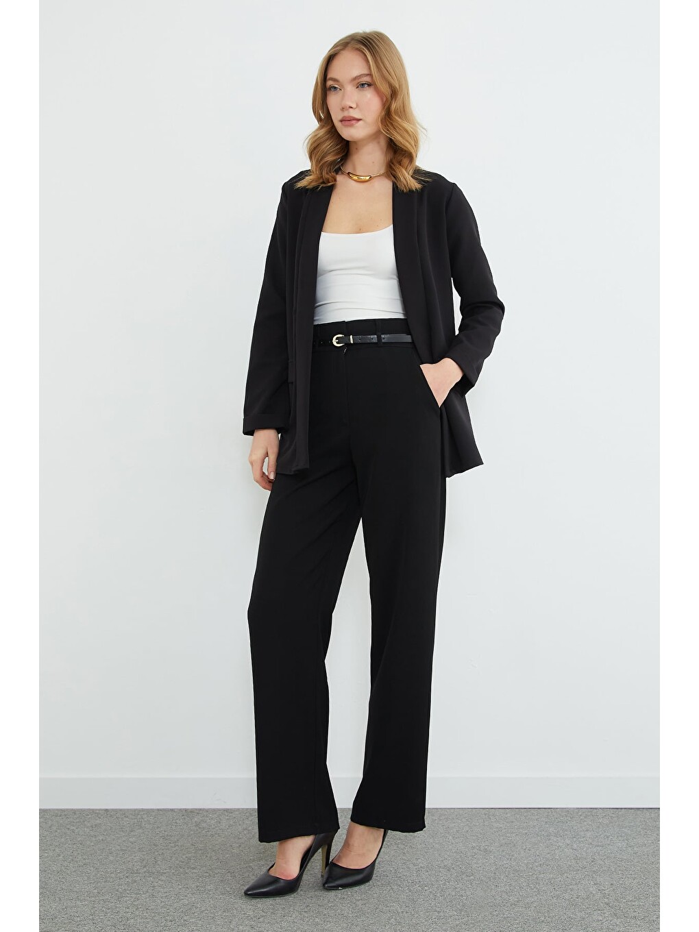 Siyah Duble Kol Şal Yaka Blazer Ceket-1