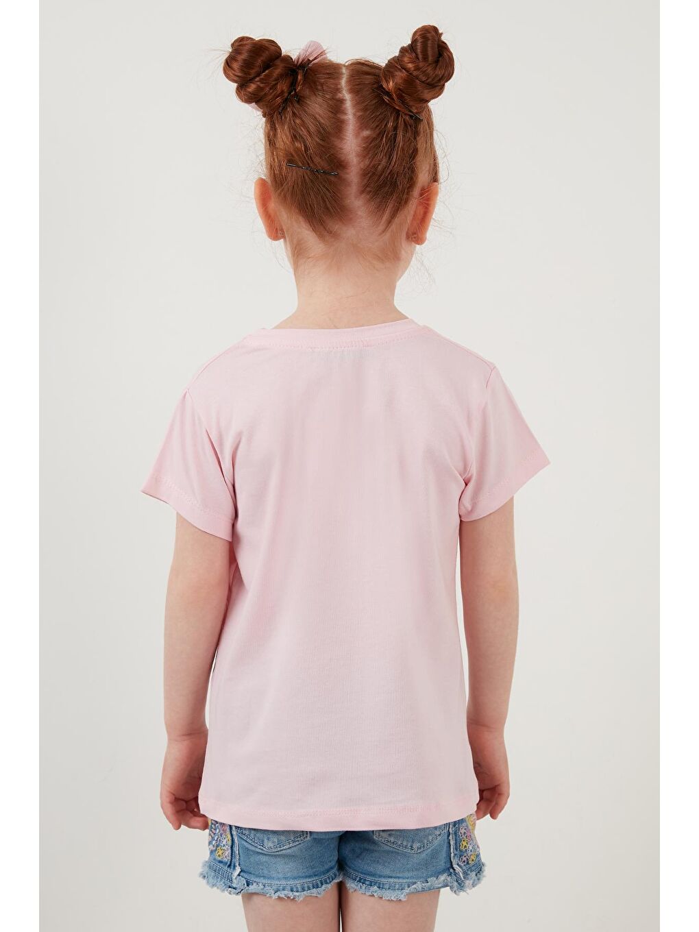 Pembe Baskılı Bisiklet Yaka Pamuklu T Shirt 6211026-4