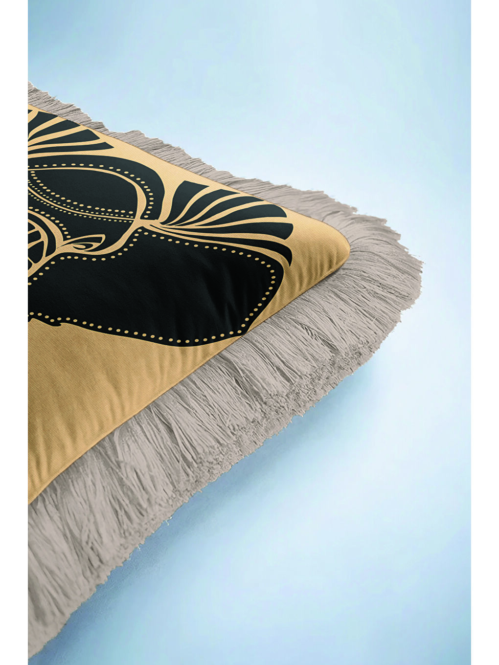 Karışık Afrika Esintili Fil Figürlü Saçaklı Yastık Kılıfı - Etnik Safari Temalı Püsküllü Kırlent Kılıfı-6