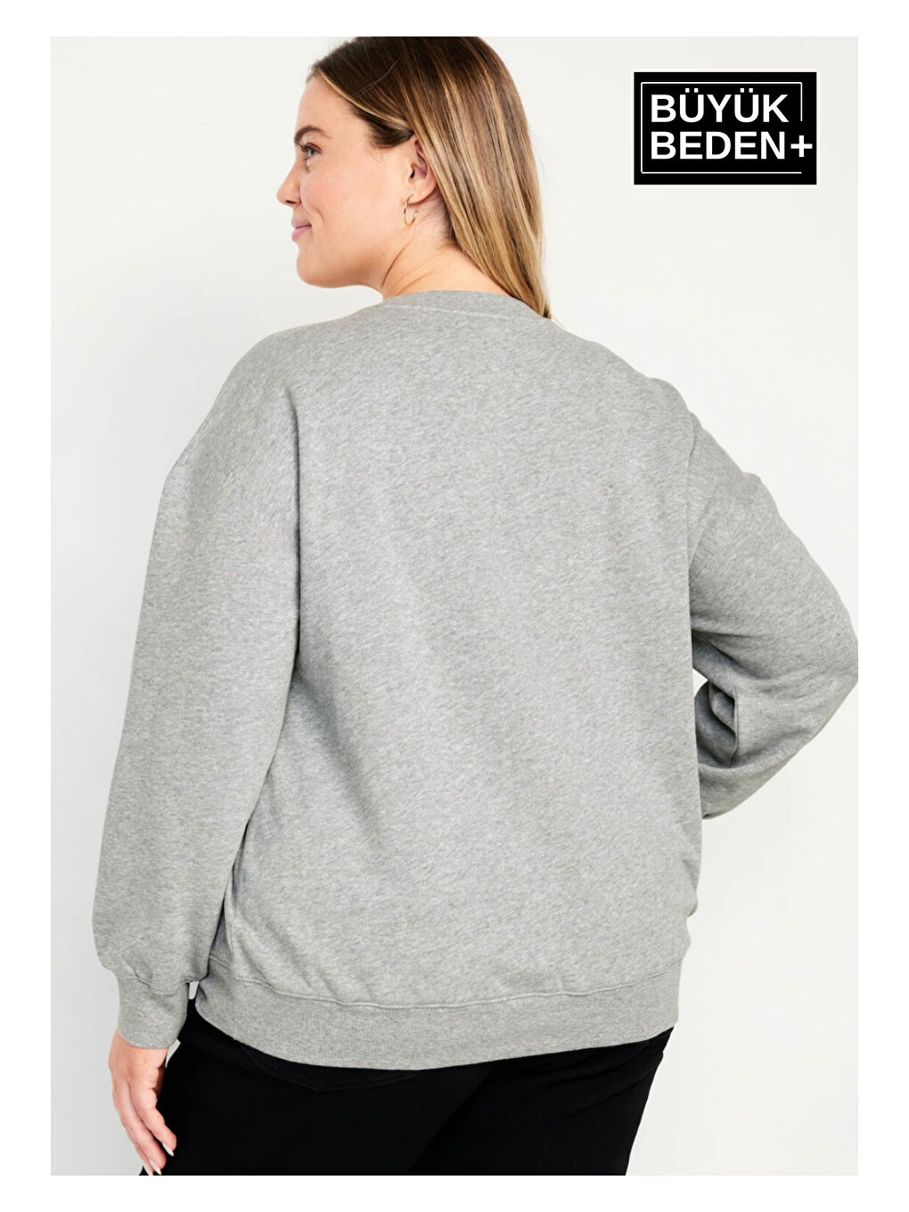Gri Kadın Orta Brooklyn Baskılı Büyük Beden İnce Bisiklet Yaka Swatshırt SPR25BSWK60-2