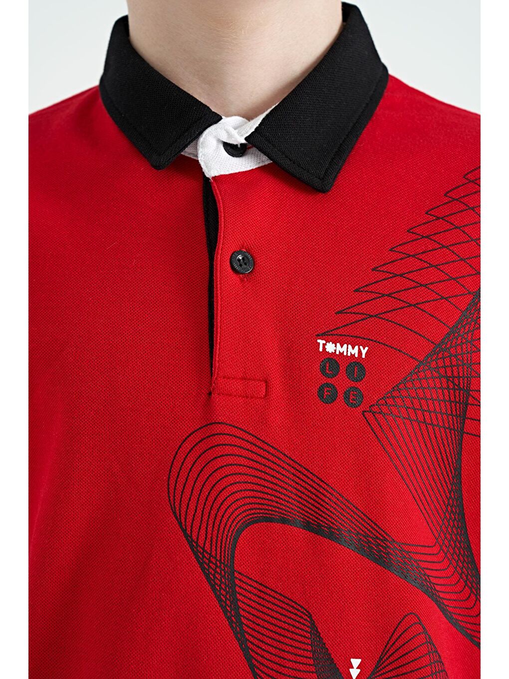 TOMMYLIFE Kırmızı Baskı Detaylı Standart Kalıp Polo Yaka Erkek Çocuk T-Shirt - 11164 - 1