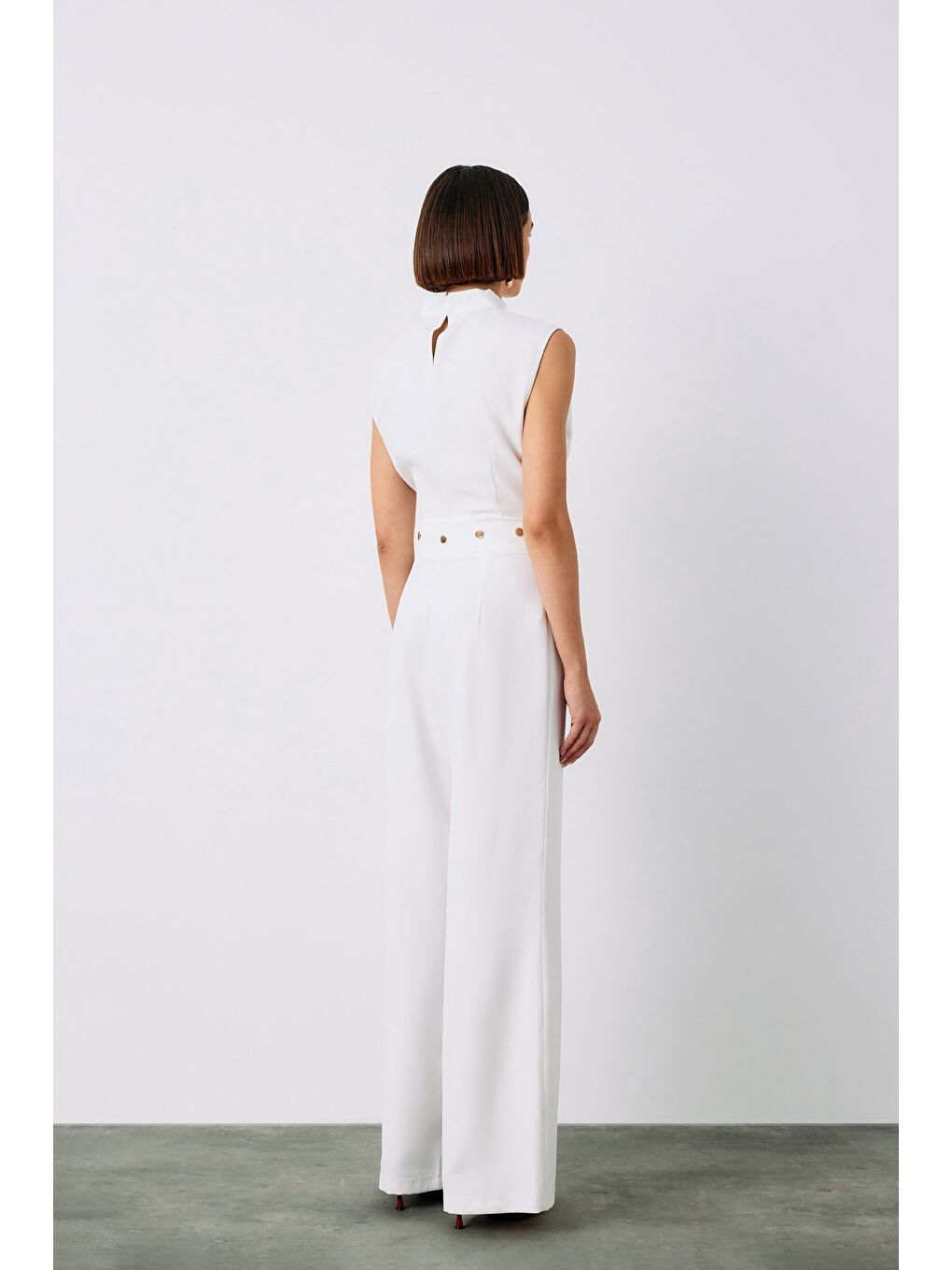 Bel Aksesuarlı Pantolon - Ekru-6