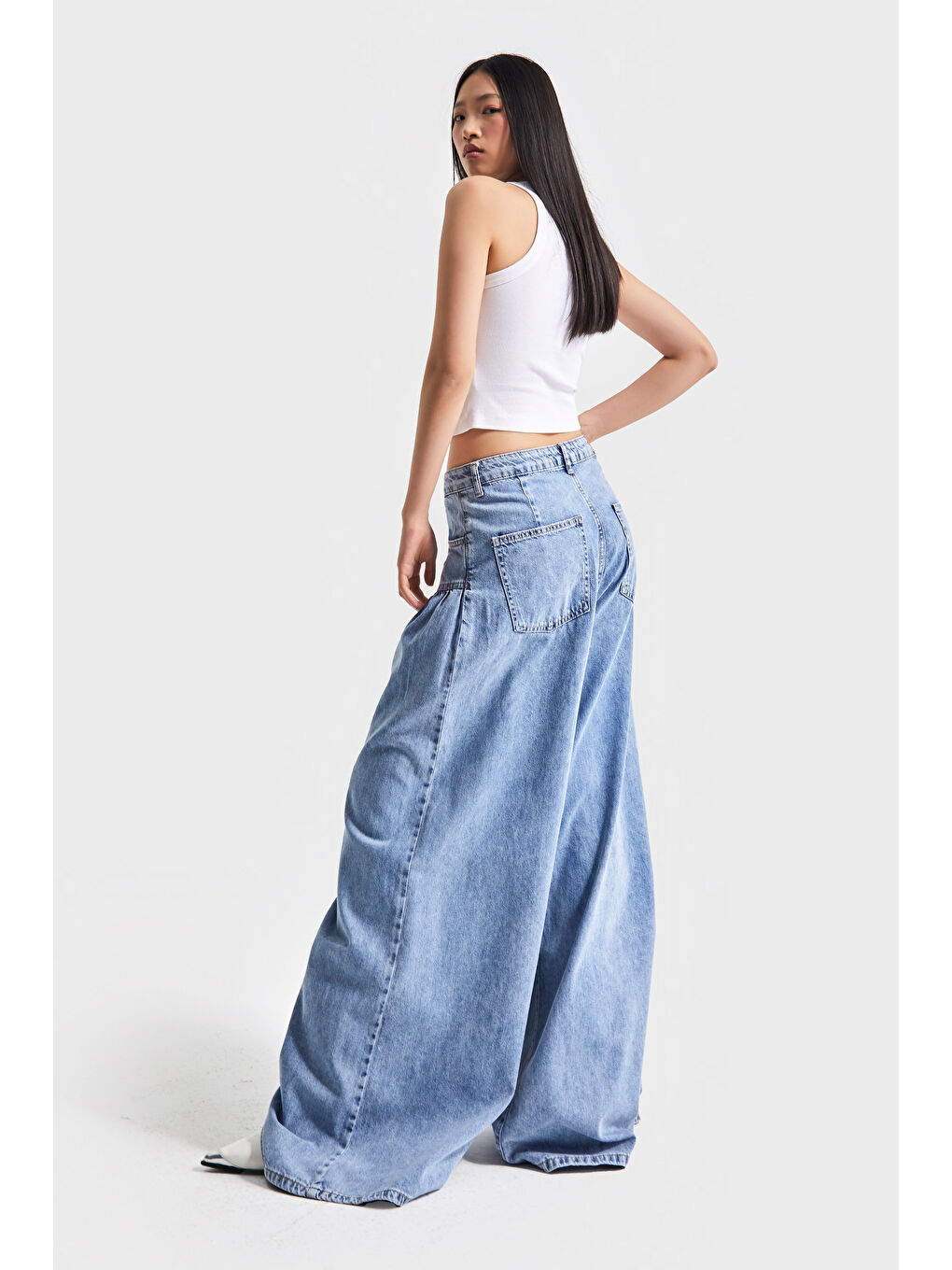 Mavi Kadın Jean Rengi 3s5-27 Elephant Leg Fit Süper Bol Kesim %100 Pamuk Tasarım Denim Jean-4