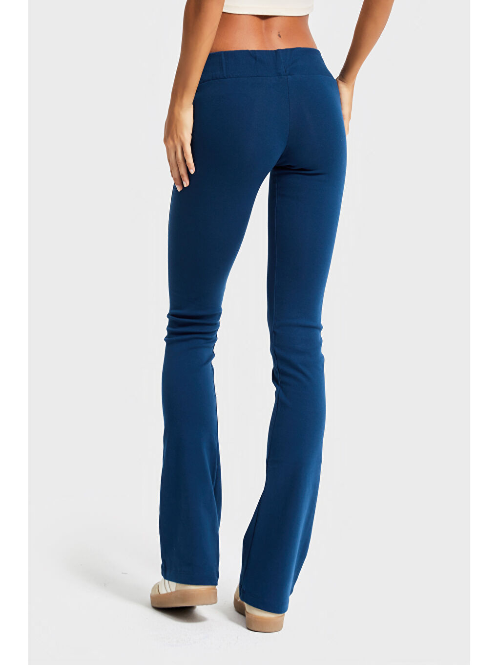 Kadın İndigo Renk s5-53 Slim Fit Süper Esnek Kumaş Flare Fit Pantolon-3