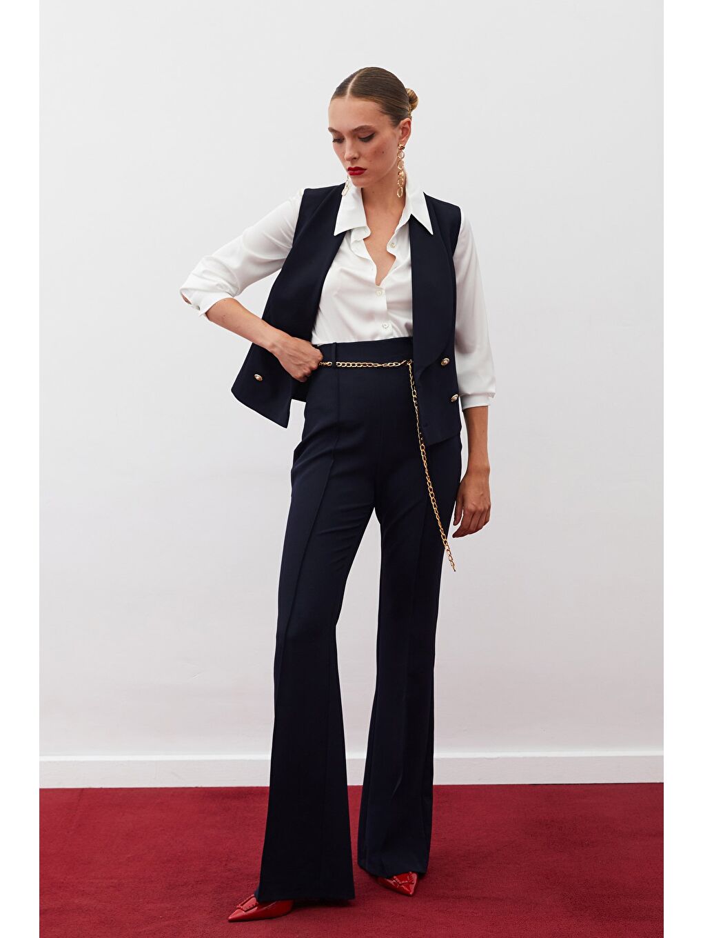 Zincir Kemerli Pantolon - Lacivert