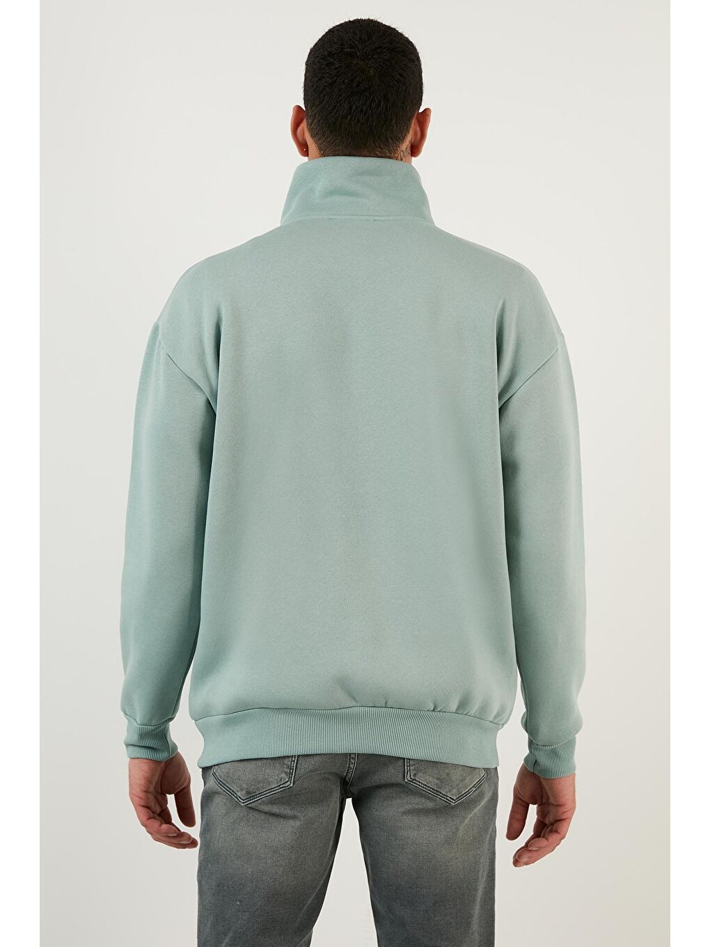 Yeşil Regular Fit Pamuklu İçi Tüylü Yumuşak Şardonlu Kışlık Sweat 59053431-4