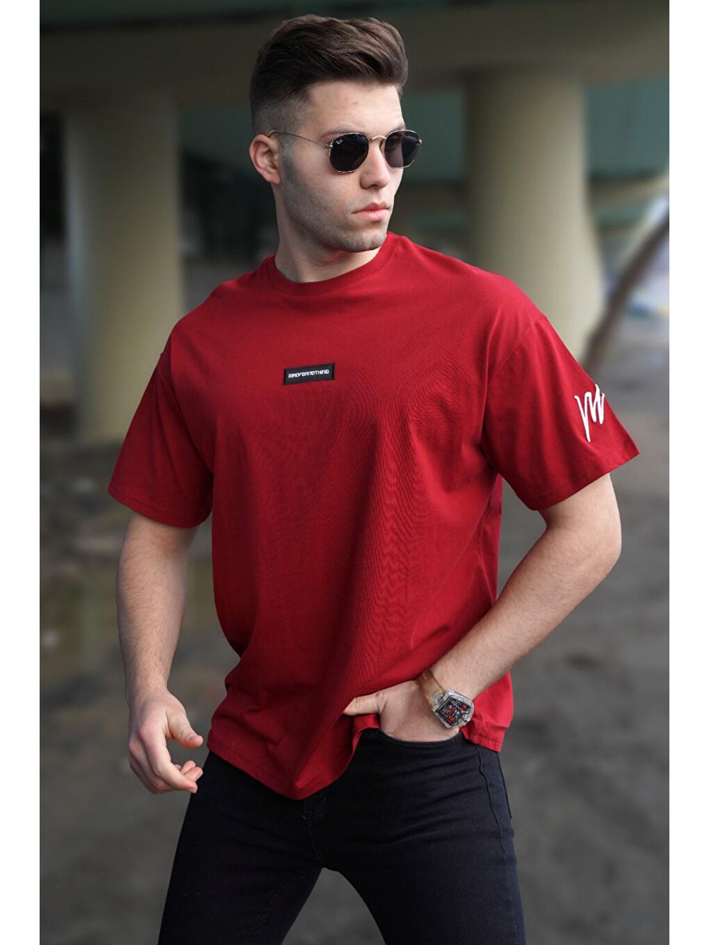 Bordo %100 Pamuk Tişört 5231