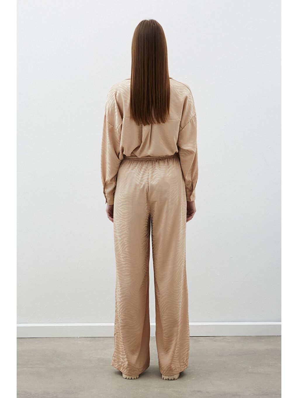 Zebra Desenli Salaş Pantolon - Bej-4